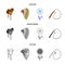 Saddle, Indian mohawk, whip, dream catcher.Wild west set collection icons in cartoon,outline,monochrome style vector