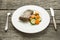 Saddle of lamb with carrots and courgettes