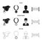 Saddle, medal, champion, winner .Hippodrome and horse set collection icons in black,monochrome,outline style vector