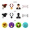 Saddle, medal, champion, winner .Hippodrome and horse set collection icons in cartoon,black,flat style vector symbol