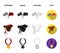 Saddle, medal, champion, winner .Hippodrome and horse set collection icons in cartoon,black,outline,flat style vector