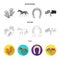 Saddle, medal, champion, winner .Hippodrome and horse set collection icons in flat,outline,monochrome style vector