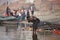 Sadhu from Aghori sect drinks water from Ganga river