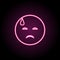 Sadness in a cold sweat neon icon. Simple thin line, outline vector of emoji icons for ui and ux, website or mobile application