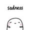 Sadness hand drawn illustration with cute marshmallow sad and tired for prints posters psychology psychotherapy banners