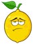 Sadness Yellow Lemon Fruit Cartoon Emoji Face Character With Tired Expression