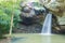 Saeng Chan waterfall in the deep humid forest at Ubon Ratchathani, Thailand, Leaf moving low-speed shutter blur