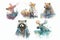 Safari Animal set Deer, moose, fox, bear, raccoon in watercolor style. Isolated vector illustration