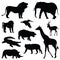 Safari animal silhouette illustration set