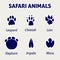 Safari animals footprint stickers vector