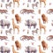 Safari animals seamless pattern