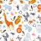 Safari animals watercolor pattern