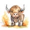 Safari Buffalo watercolor illustration, safari animals clipart