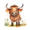 Safari Buffalo watercolor illustration, safari animals clipart