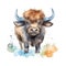 Safari Buffalo watercolor illustration, safari animals clipart