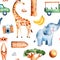 Safari collection with cute giraffe, elephant, meerkat