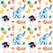 Safari collection with cute ostrich, elephant, meerkat