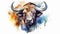 Safari Colorful painting of Asians Wild Water Buffalo