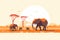 Safari Exploration with a Family of Elephants isolated vector style illustration