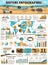 Safari hunting infographic, hunter, animals, guns