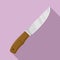Safari hunting steel knife icon, flat style