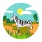 Safari illustration with zebra lion and girafe for book or stiker