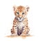 Safari Jaguar watercolor illustration, safari animals clipart