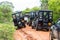 Safari jeeps with tourists in National park Yala, Sri Lanka