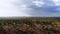 Safari journey through the African Savannah. Aerial shot of traditional African rural tribe village. Dry Season in South