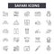 Safari line icons, signs, vector set, outline illustration concept