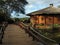 the safari lodge by the wooden bridge in Kenya