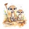 Safari Meerkat watercolor illustration, safari animals clipart