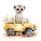 Safari Meerkat watercolor illustration, safari animals clipart