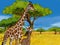 Safari scene - giraffes on the meadow - illustration for the children