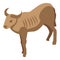 Safari wildebeest icon, isometric style
