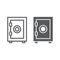 Safe box line and glyph icon, deposit protection