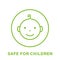 Safe for Children Line Green Icon. Safety Product for Child Outline Pictogram. Kid Friendly Zone Icon. Non Toxic