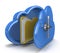 Safe cloud computing concept and a file folder
