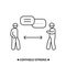 Safe communication distance icon. People talking keeping apart . Covid safety vector illustration