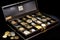 safe deposit box containing collection of rare coins, including golden dollar and half-eagle