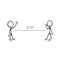 Safe distance rule during virus quarantine. Hand drawn. Stickman cartoon. Doodle sketch, Vector graphic illustration