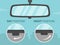 Safe driving tips and rules. Close-up of a rear mirror. How to adjust the day and night position.