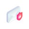 Safe e-mail service isometric icon. Secure Mobile mail, 3d email sign with padlock. Private data in social network, sms chat