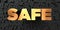 Safe - Gold text on black background - 3D rendered royalty free stock picture