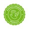 Safe Hypo Allergenic Product Stamp. Hypoallergenic Safety Cosmetic Green Label. Allergen Free Sticker. Hand and Feather