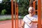 Safe Outdoor Exercises Older Adults senior man male summer, street workout physical Strength activity Calisthenics Park