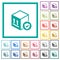Safe package delivery flat color icons with quadrant frames