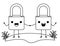 Safe secure padlocks couple kawaii characters
