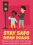 Safe traffic rules for kids card or banner, flat cartoon vector illustration.