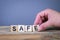 Safe. Wooden letters on the office desk